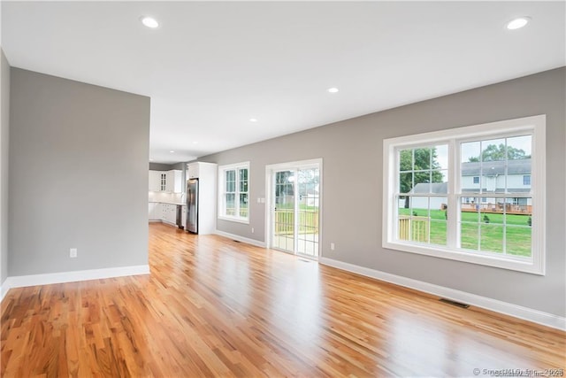 unfurnished living room featuring light hardwood / wood-style floors