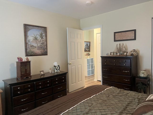 bedroom featuring light wood-type flooring