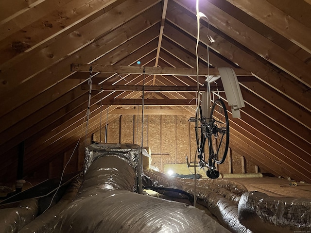 view of unfinished attic