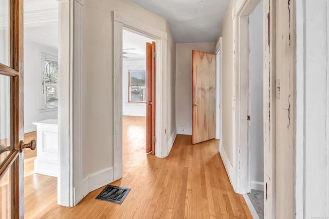 hallway featuring light wood-type flooring