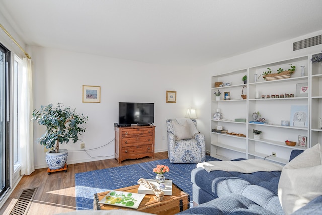 living room with hardwood / wood-style flooring