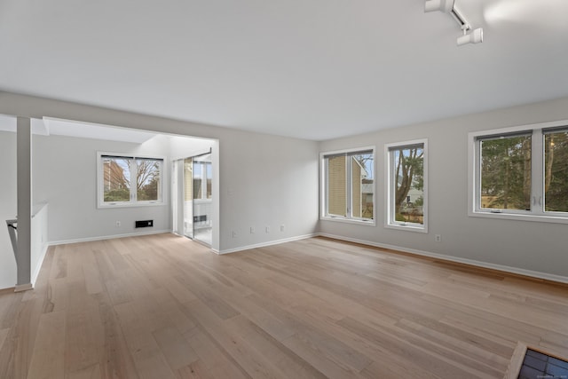 unfurnished living room featuring light hardwood / wood-style floors