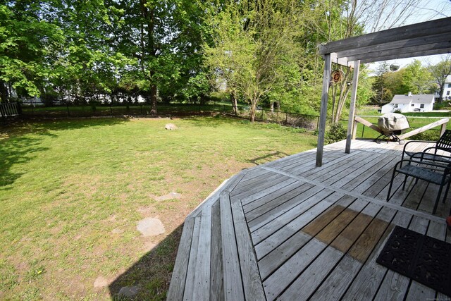 34 Lyme St, Old Lyme, CT 06371 - wooden terrace featuring a pergola