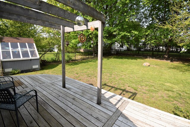 34 Lyme St, Old Lyme, CT 06371 - wooden terrace featuring a pergola