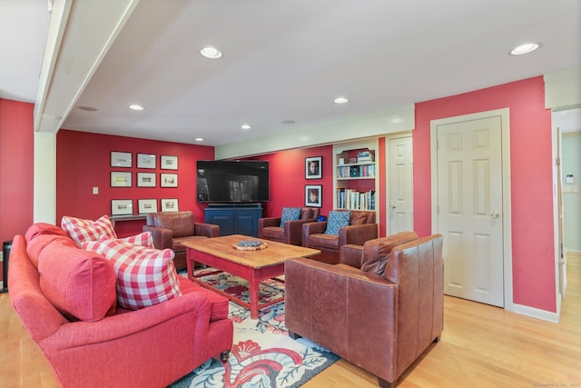 living room with light wood-type flooring