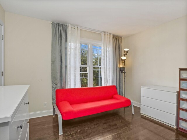 sitting room featuring dark hardwood / wood-style flooring