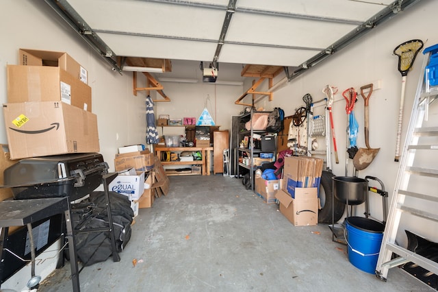 garage with a garage door opener