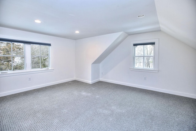 additional living space with carpet and lofted ceiling