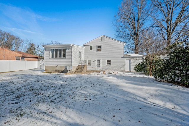 view of snow covered property