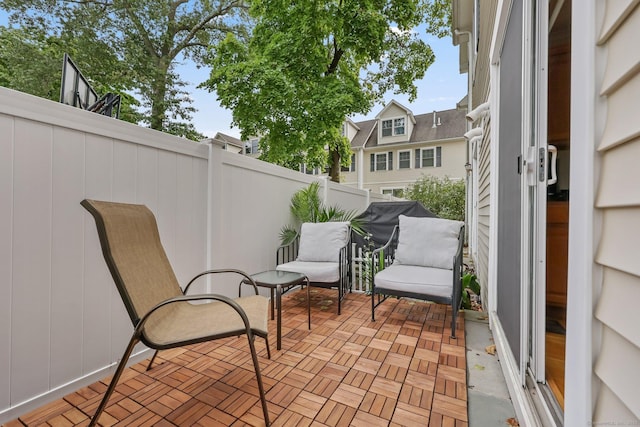 balcony featuring a patio area