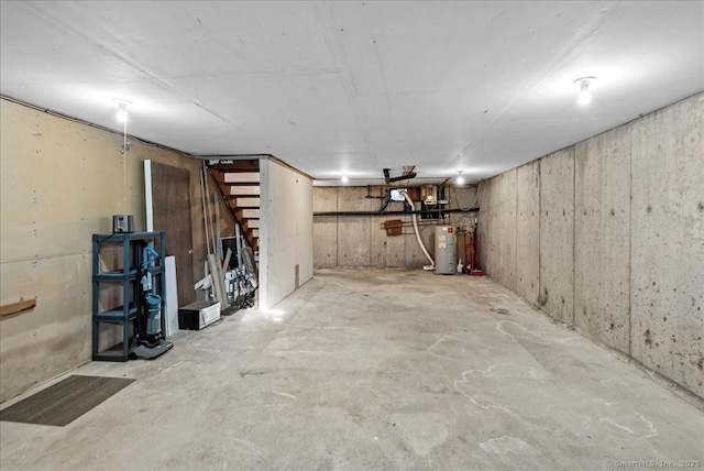 basement with electric water heater