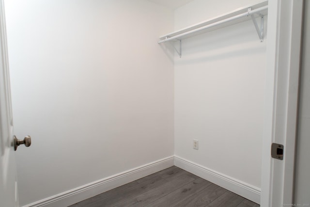 walk in closet with hardwood / wood-style flooring