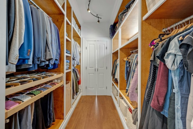 spacious closet featuring wood finished floors