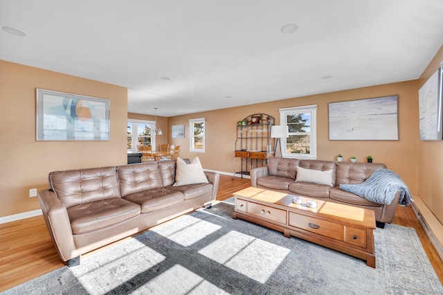 living room with light wood-type flooring