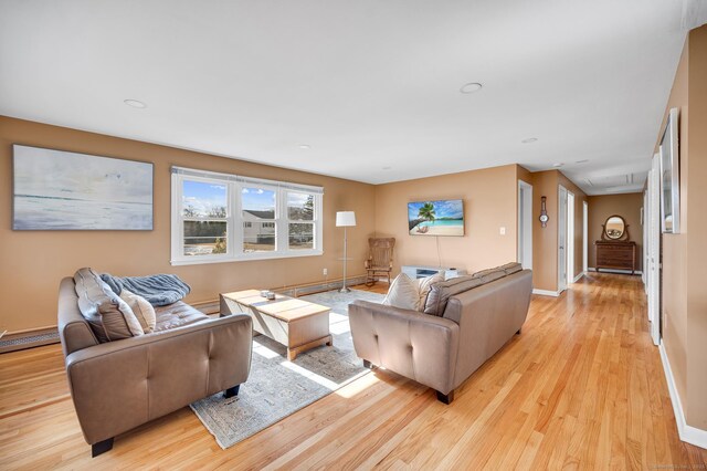 living room featuring light wood-type flooring