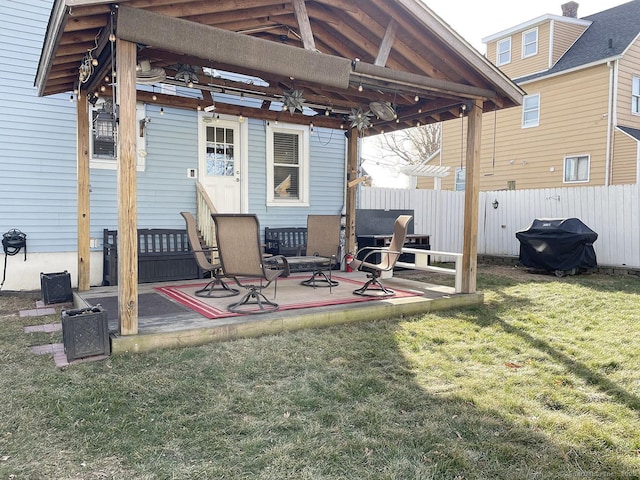 view of patio / terrace with a gazebo and grilling area