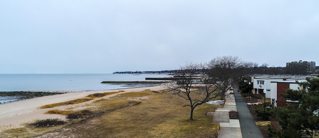 view of water feature with a view of the beach