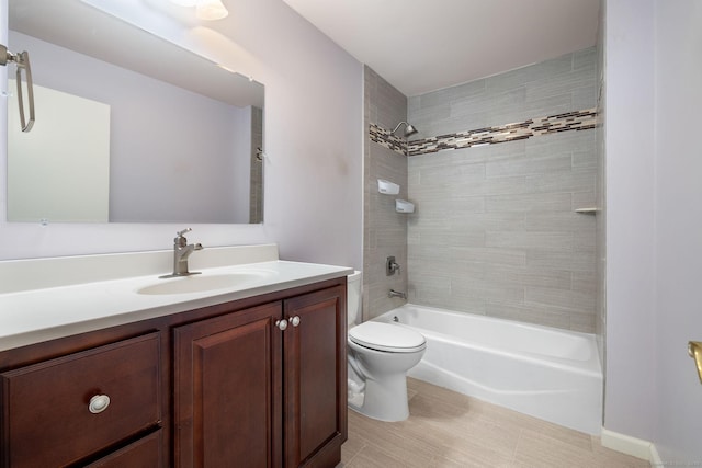 full bathroom with vanity, toilet, and shower / bath combination