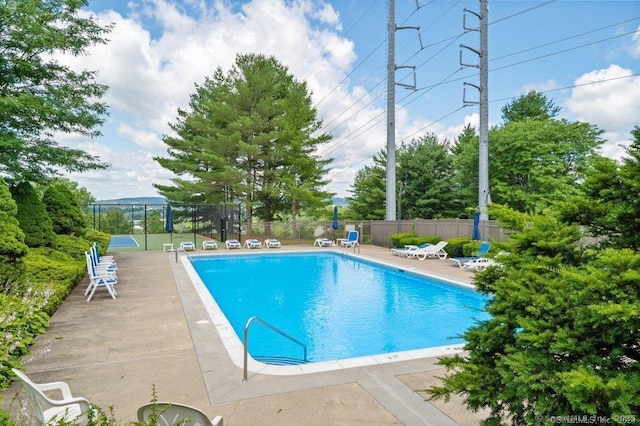 view of pool featuring a patio