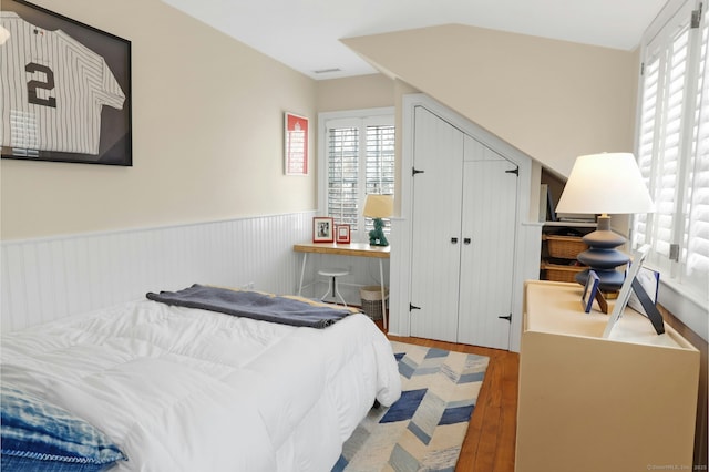 bedroom with wood-type flooring