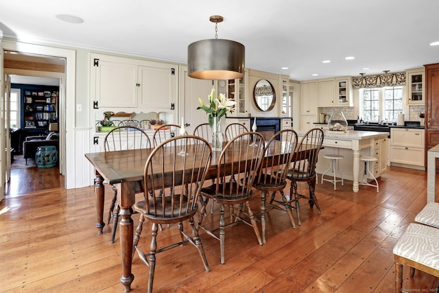 dining area with light wood-type flooring