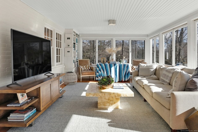 sunroom / solarium with wooden ceiling