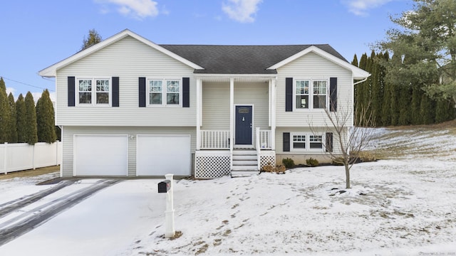 bi-level home with a garage