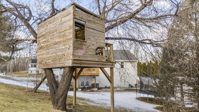 exterior space featuring a trampoline