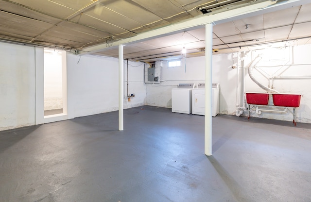 57 Saint James St, West Hartford, CT 06119 - below grade area featuring separate washer and dryer and electric panel