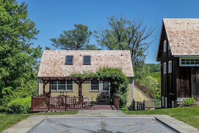 9 Mallory Brook Rd, Washington, CT 06793 - view of front of house featuring a pergola and a deck