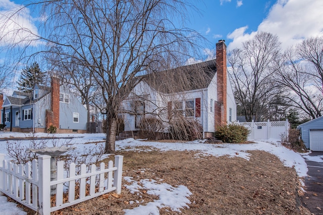 view of snow covered property