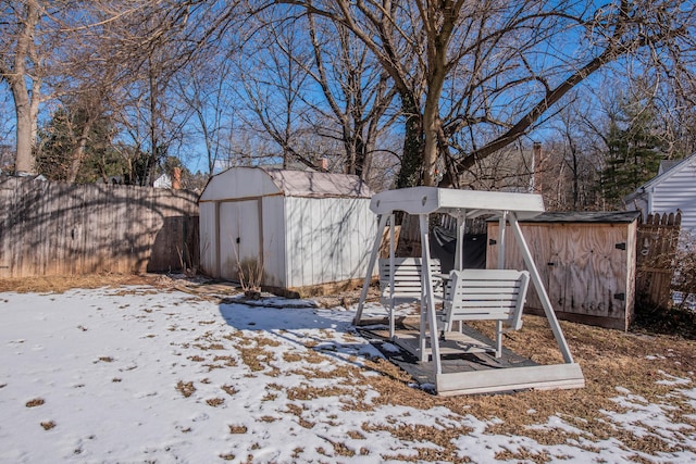 view of snow covered structure