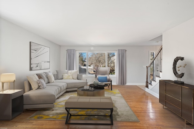 living room with light wood-type flooring