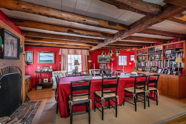 8 Mudgetown Rd, Sharon, CT 06069 - dining space featuring beamed ceiling and wood finished floors