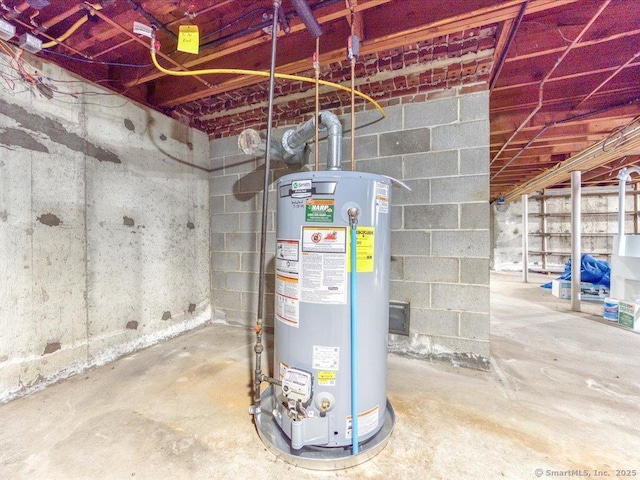 basement with gas water heater