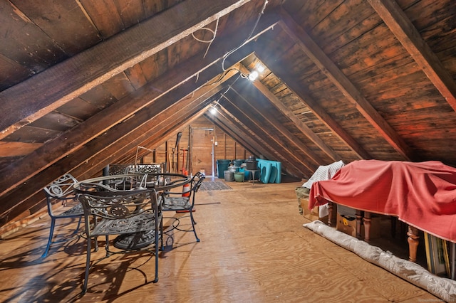 view of unfinished attic