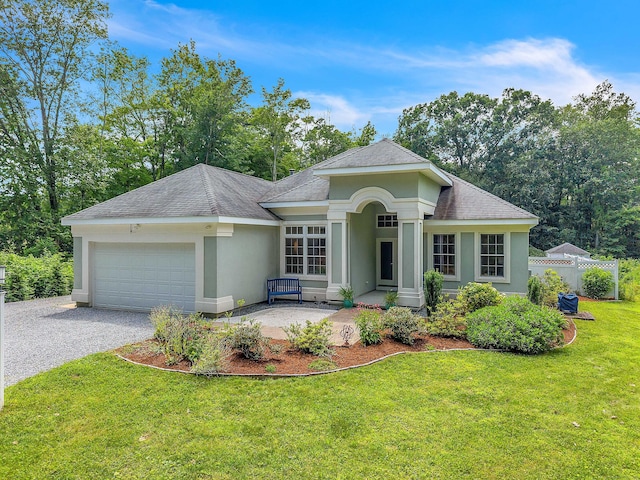 155 W Rd, East Haddam, CT 06420 - ranch-style house featuring stucco siding, driveway, a shingled roof, and a garage