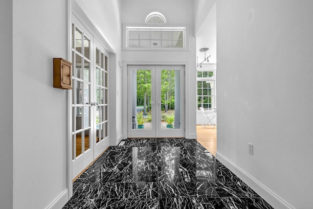 155 W Rd, East Haddam, CT 06420 - doorway to outside featuring french doors and marble tiled flooring