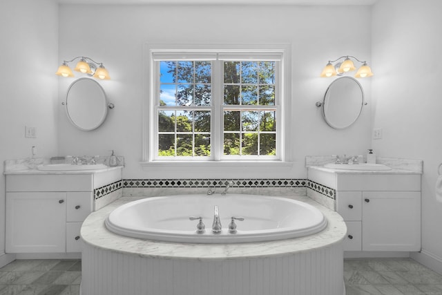 155 W Rd, East Haddam, CT 06420 - full bathroom featuring two vanities and a garden tub