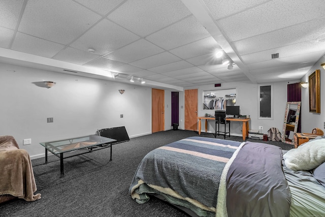 155 W Rd, East Haddam, CT 06420 - bedroom featuring carpet floors, a paneled ceiling, and a desk