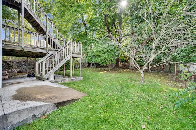 view of yard featuring a deck