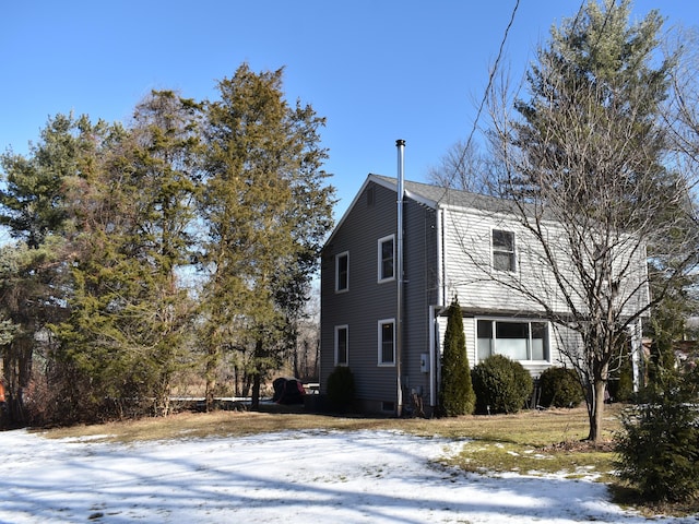 view of snow covered exterior