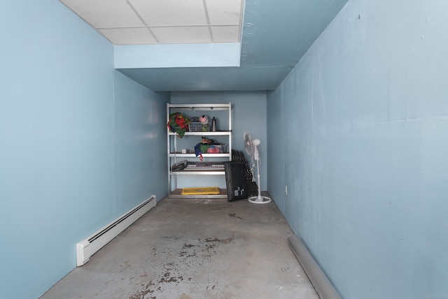 storage room with a baseboard radiator