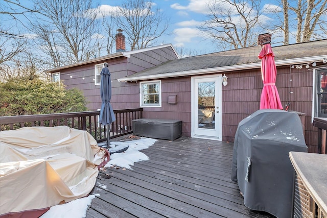 deck featuring grilling area