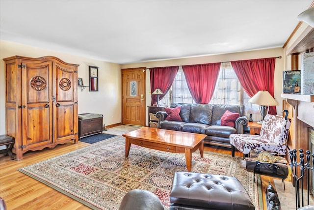 living room with hardwood / wood-style floors