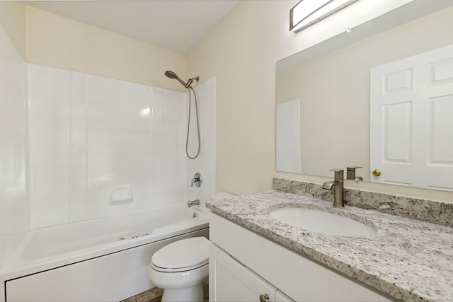 full bathroom featuring vanity, toilet, and shower / bathing tub combination