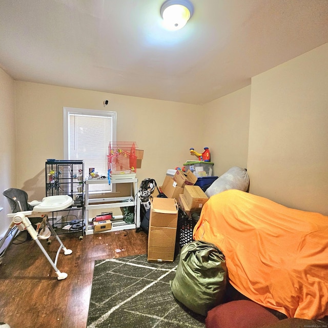 interior space with dark hardwood / wood-style floors