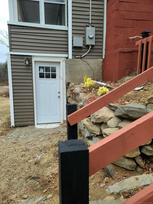 exterior space featuring electric meter