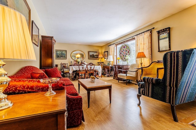 living room featuring light hardwood / wood-style floors