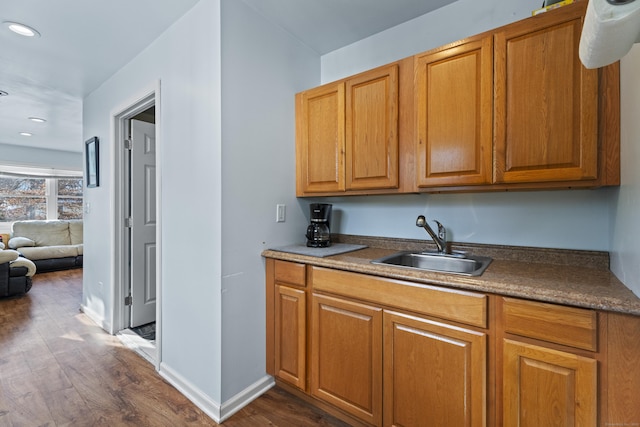 kitchen featuring sink and dark hardwood / wood-style floors